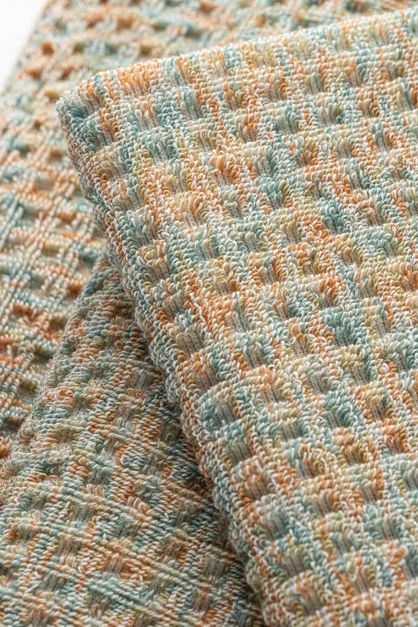 Turkish Towel Collection - Wholesale Bath Towel - Watercolors - Waffle Orange Green Melange1