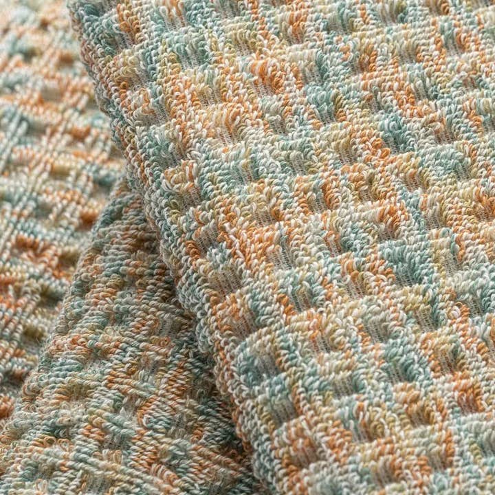 Turkish Towel Collection - Wholesale Bath Towel - Watercolors - Waffle Orange Green Melange1