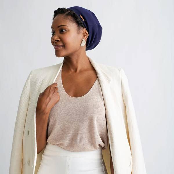 Navy Adjustable Slap | Satin-Lined Cap for wholesale on Faire2