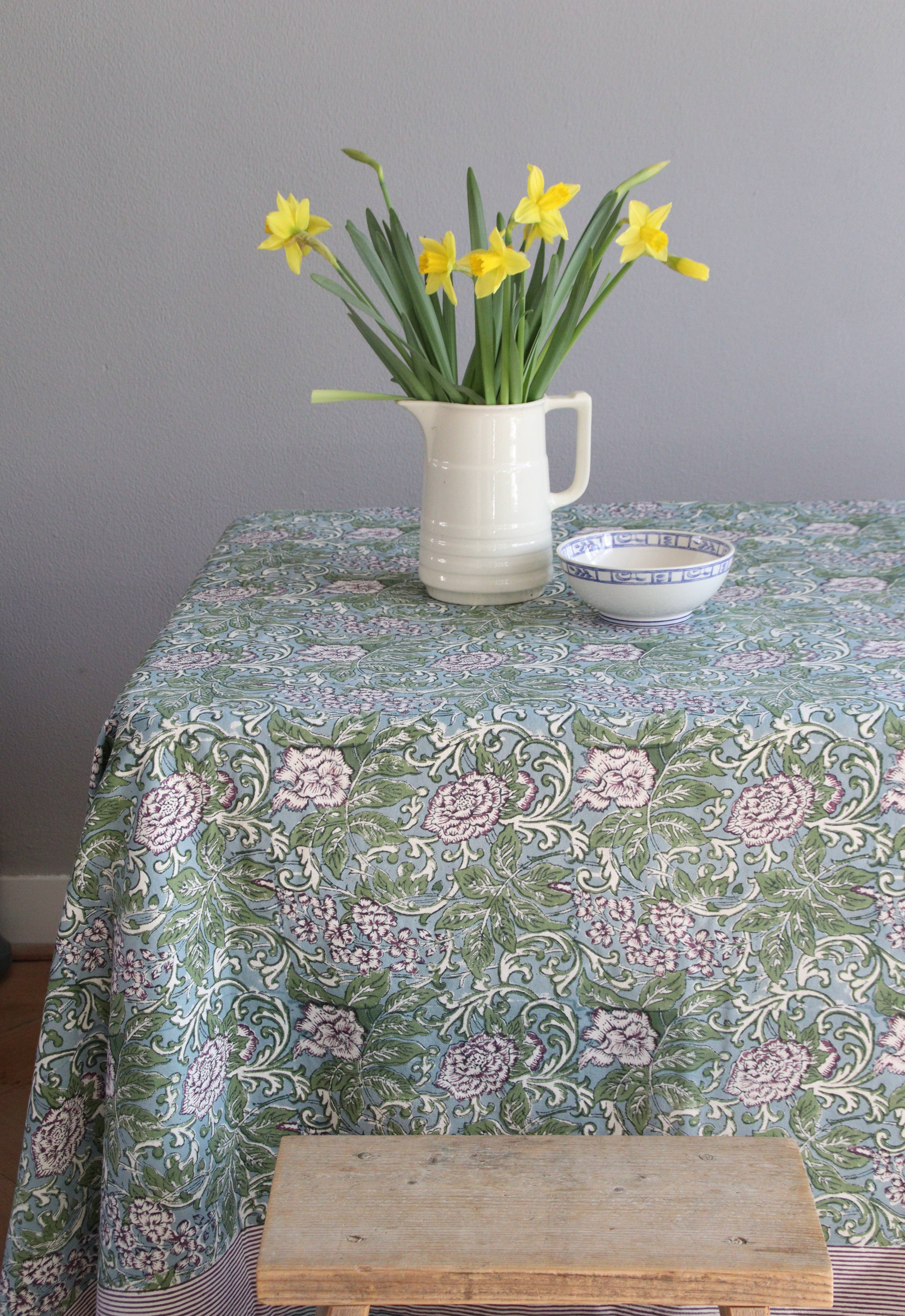 Rozablue - Wholesale Tablecloth - Handblockprinted tablecloth Chintz aubergine 160 x 270 5