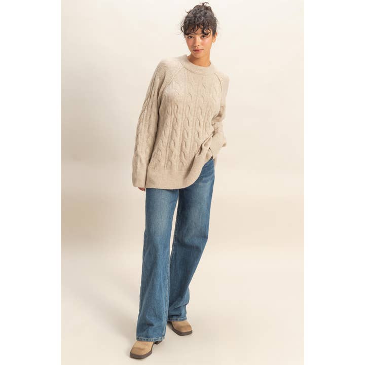 HYFVE - Wholesale Knit Sweater - Women's - Crew Neck Cable Knit Sweater Pullover21