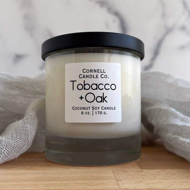 Cornell Candle Co. - Wholesale Jar/Filled Candle - Tobacco+Oak 6 oz. Coconut Soy Candle