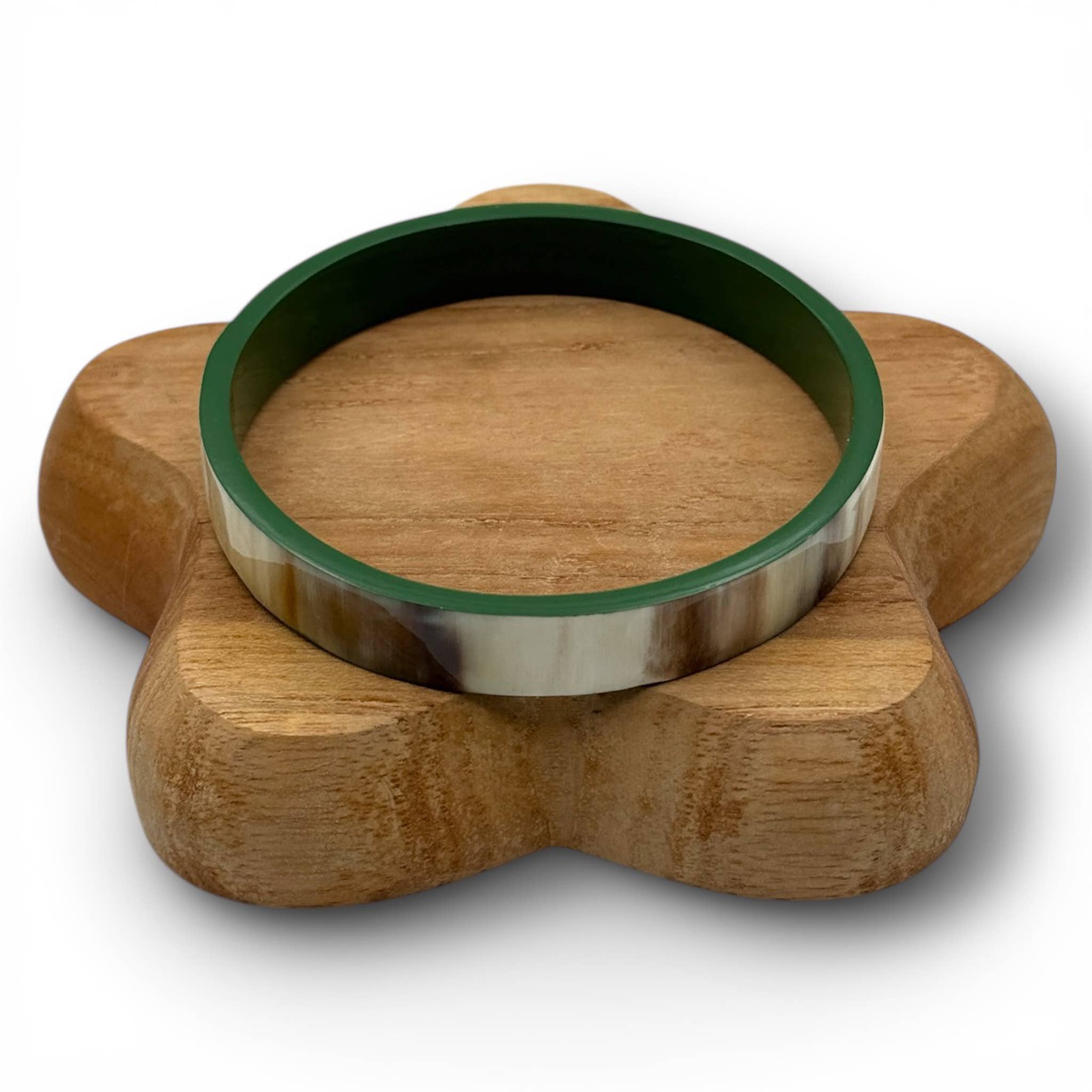 MAISON KIZO - Wholesale Bangle Bracelet - Lacquered buffalo horn bangle Width 1cm Fir Green