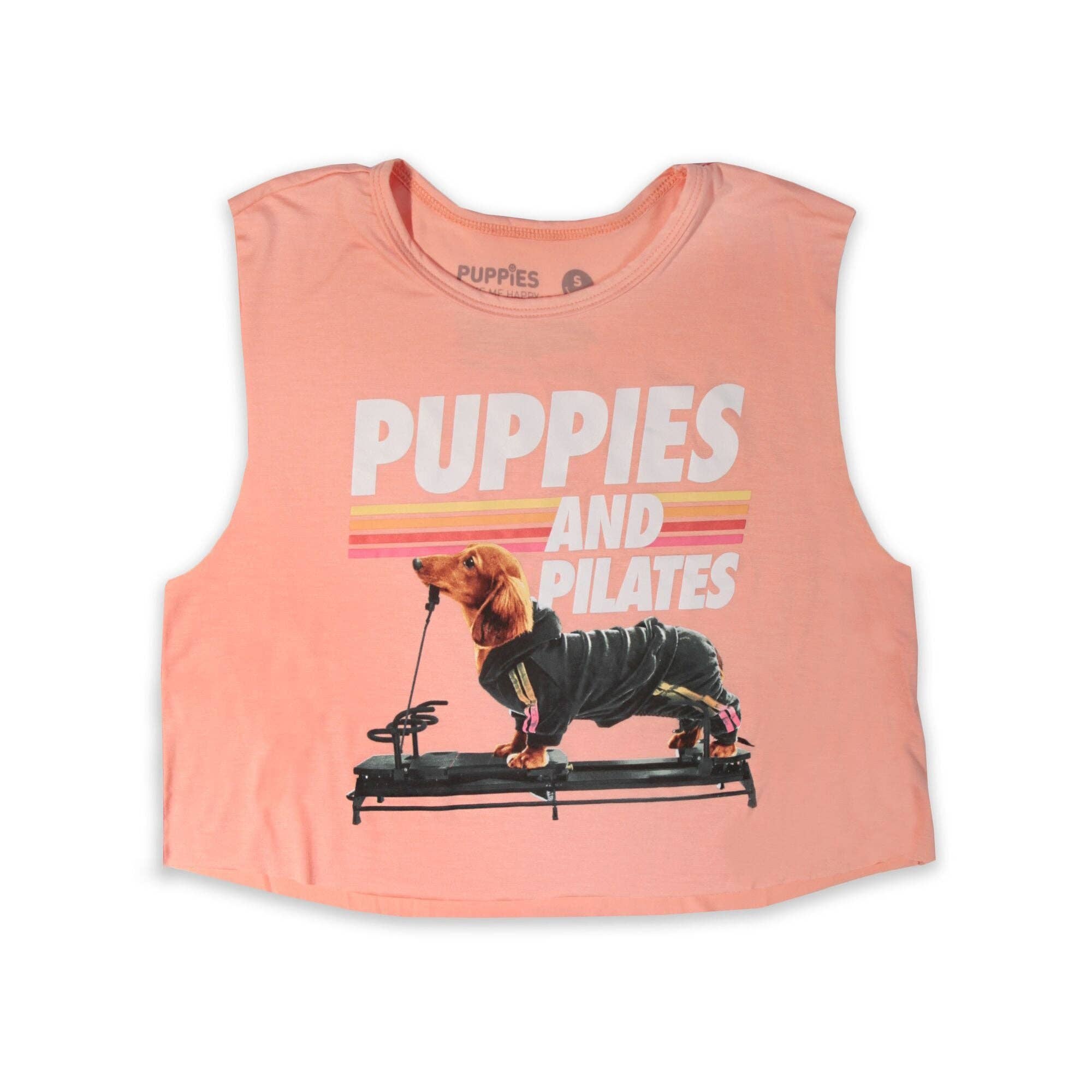Puppies Make Me Happy - Vendita all'ingrosso Maglietta serigrafata - Donna - Puppies & Pilates | Top corto4