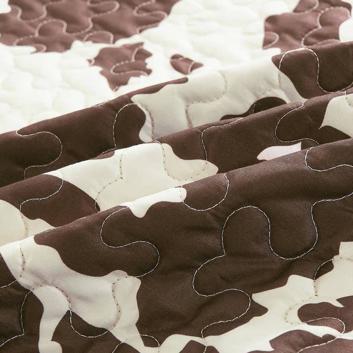 Linen Mart - Wholesale Quilt - Rustic Cowhide Brown Cow Skull Quilt Set - 5 Piece Set