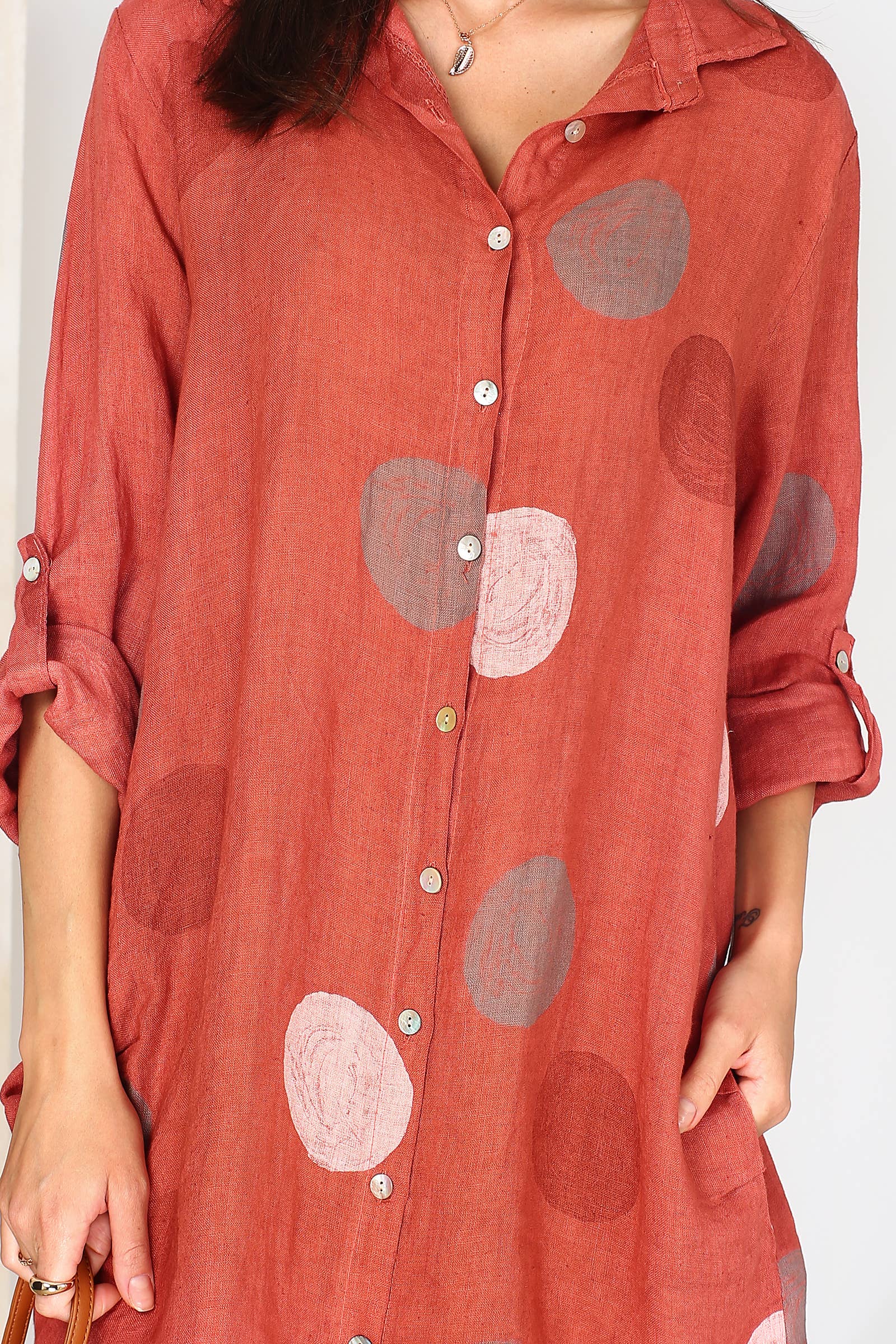 ORNELLA PARIS – Großhandel Kleid – Damen – LEL-R197A Leinenkleid32