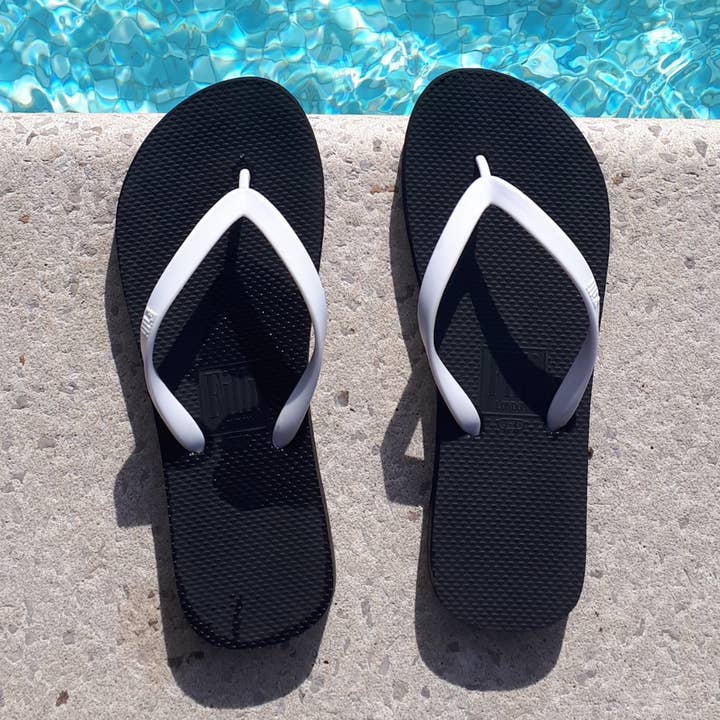Naked Flip Flops - White on Black for wholesale by Filli London