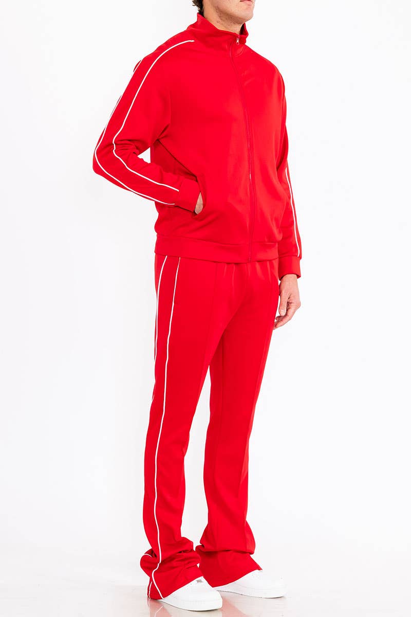 WEIV - Wholesale Tracksuit - Men's - Mens Solid Stacked Flared TRACK SET 2