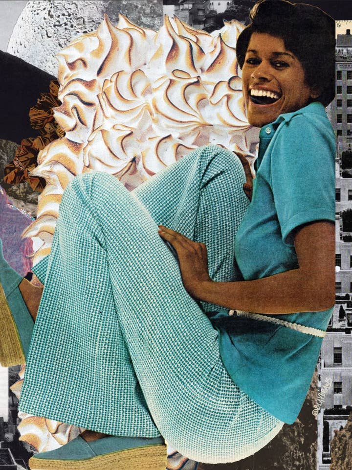 Giant Woman, Black Boho Wall Art, Digital Collage Print for wholesale by City and Flower Collage