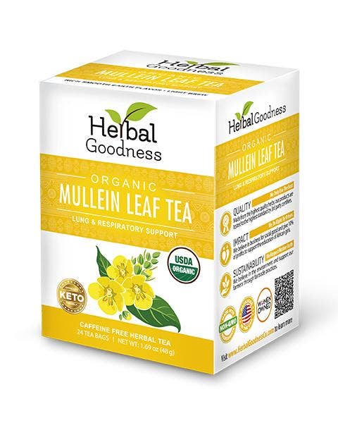 Herbal Goodness - Wholesale Health/Detox Tea - Mullein Leaf Tea - Organic 24/2g - Lung & Respiratory Support - Herbal Goodness