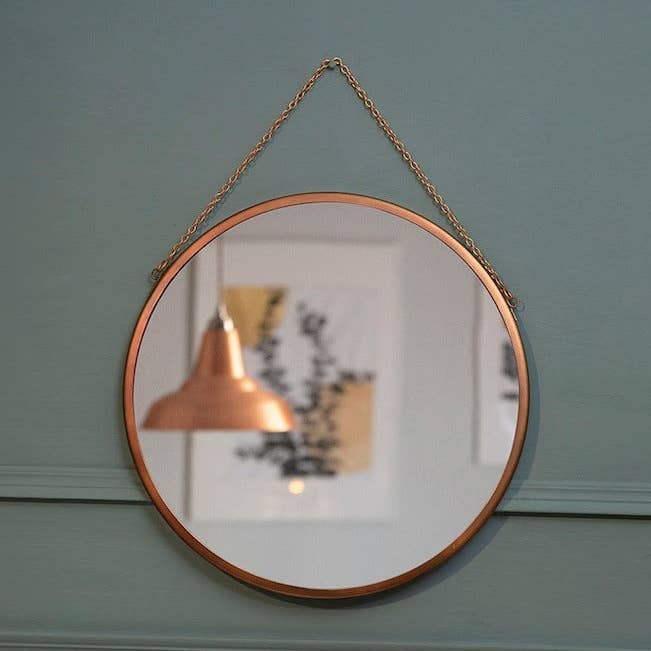 Espejo Colgante con Acabado de Cobre y Cadena para venta al por mayor de Mytri Designs