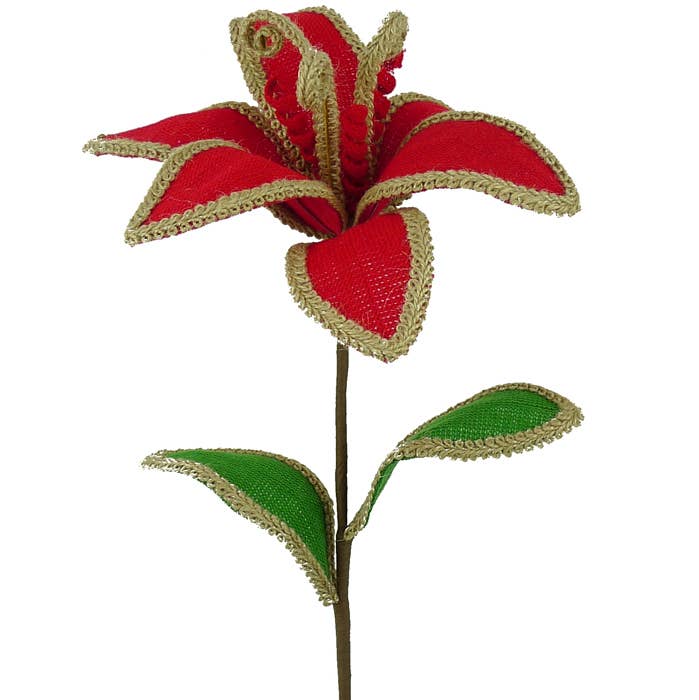 Marlow Floral Products - Wholesale Artificial Flowers - 28" Red Poinsettia With Burlap Trip0