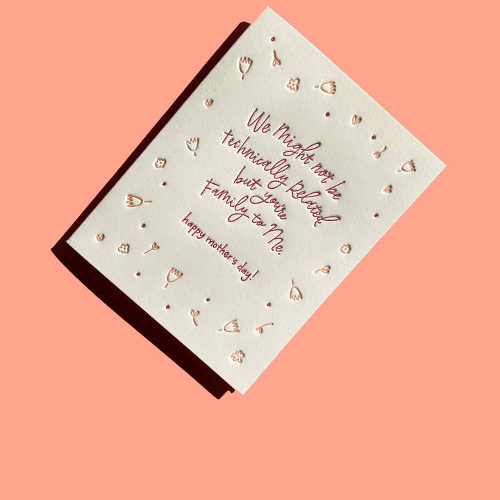 Like Family to Me Mothers Day Card Letterpress Floral for wholesale by INK MEETS PAPER