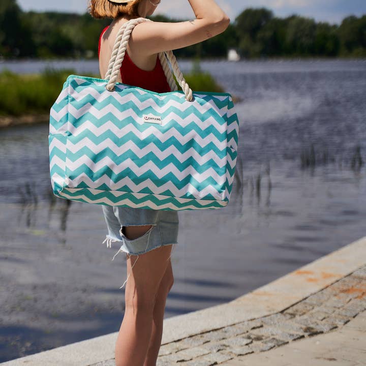 Beach Bag and Pool Bag | Waterproof | Turquoise Green Turtle for wholesale on Faire9