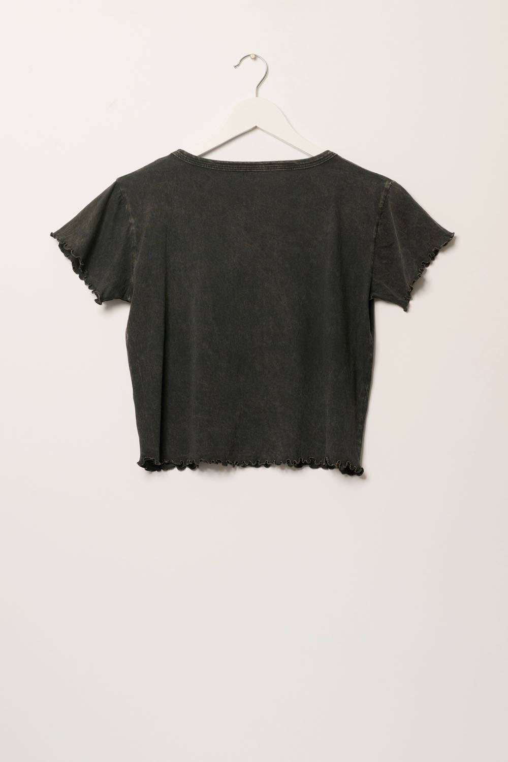 CHARCOAL Mon Amour Round Neck Lettuce Edge Graphic Tee for wholesale on Faire2