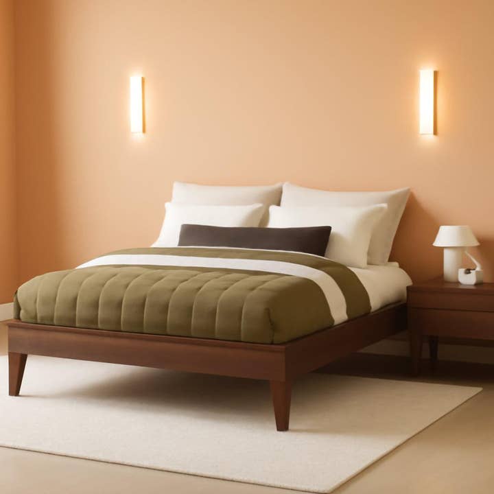 Full Size Dark Brown Platform Bed Frame Durable Quality for wholesale on Faire