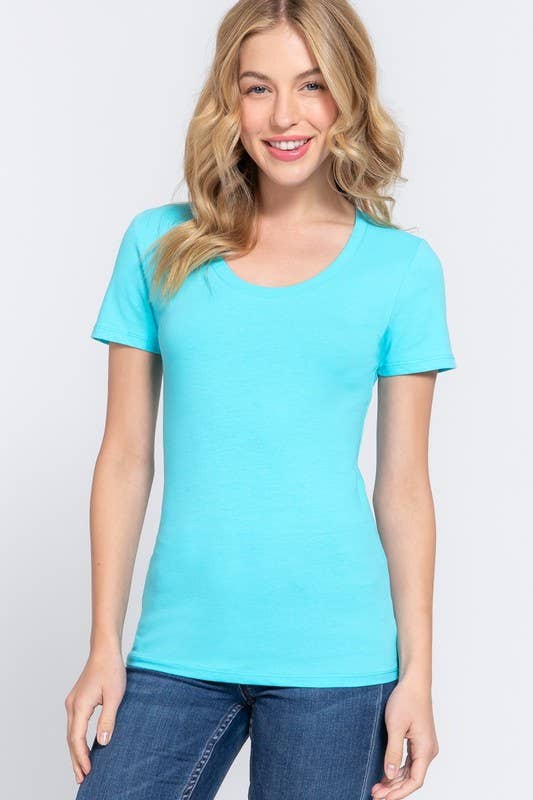 Active Basic | Active USA – Engroshandel T-shirt – til kvinder – Kortærmet top i bomuldstrikot med rund hals42