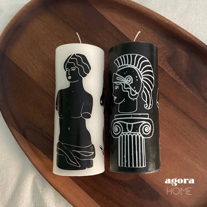 Agora Home – wholesale Pelarljus – Svart lång grekisk-romersk design pelare ljus