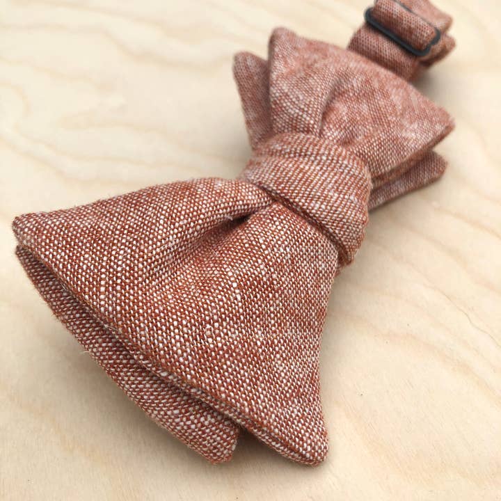 Lindsay Brook Designs - Wholesale Bow Tie - Men's - Burnt Orange Linen Bow Tie