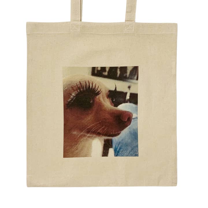ZZZEBRAAA LIMITED - Wholesale Tote Bag - Unisex - Sassy Dog Meme Tote Bag Eyelashes on Fleek Y2K Aesthetic Ico