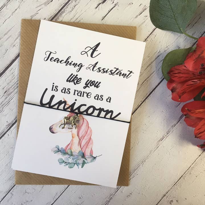 A6 postcard print - A Teaching Assistant like you is as rare as a Unicorn for wholesale by Dios Designs