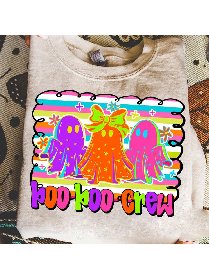 NVC Ecommerce LLC - Wholesale T-Shirt (Graphic) - Women's - Cute Boo Boo Crew Neon T-Shirt, Funny Halloween Sweatshirt1