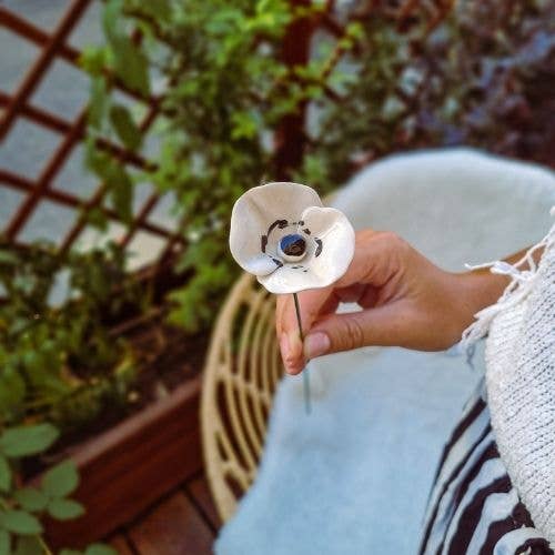 NaturoTheke - Wholesale Artificial Flowers - Small poppy diameter approx. 4 cm (19.5cm/27cm stem)1