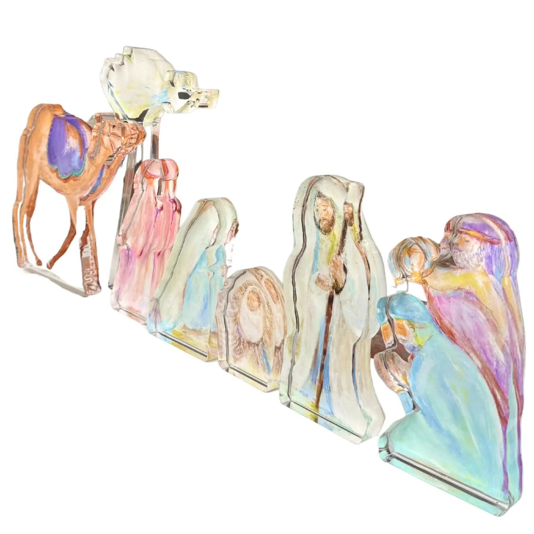 MK Decker Designs - Wholesale Decorative Tabletop Object - “Nativity 7 Piece Set” Acrylic Shelfie1