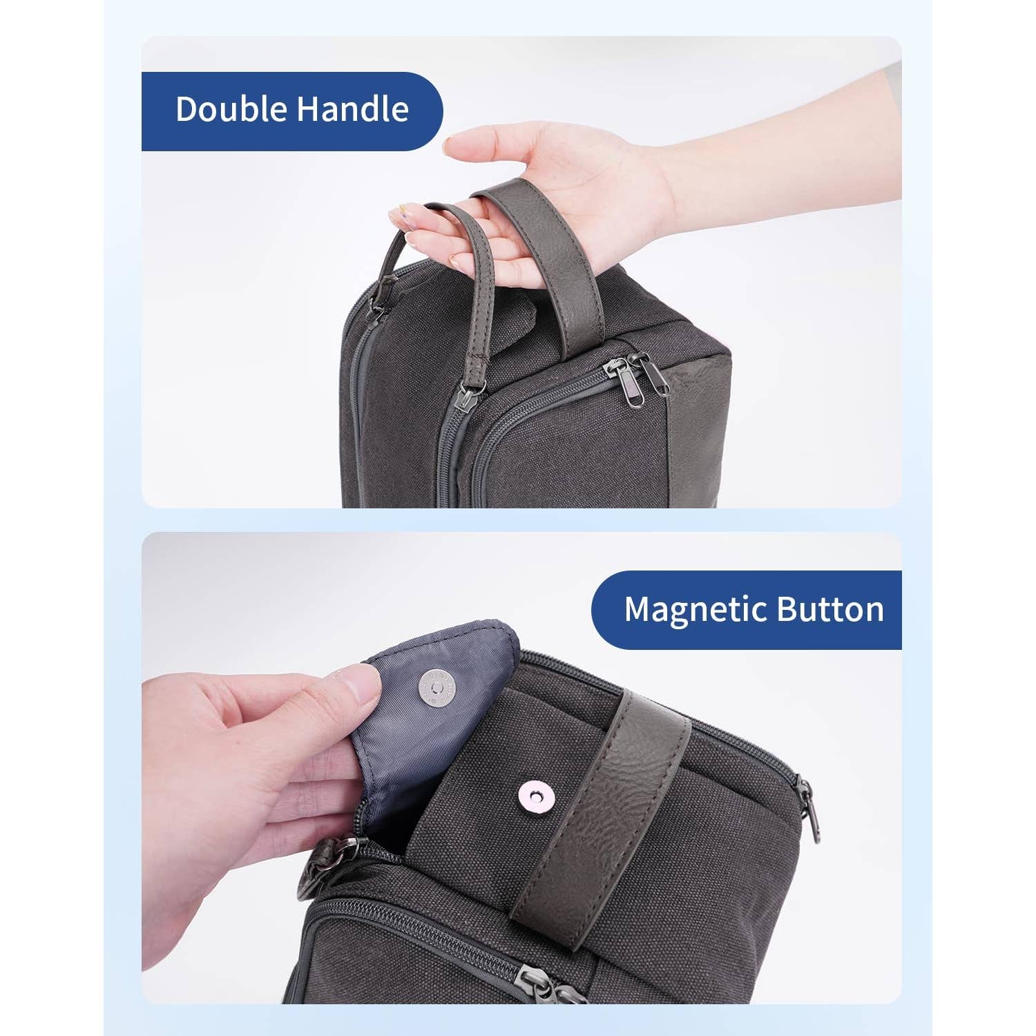 wandf – Engroshandel Toilettaske - Unisex – Canvas & læder Dopp Kit rejse vandafvisende barbertaske29