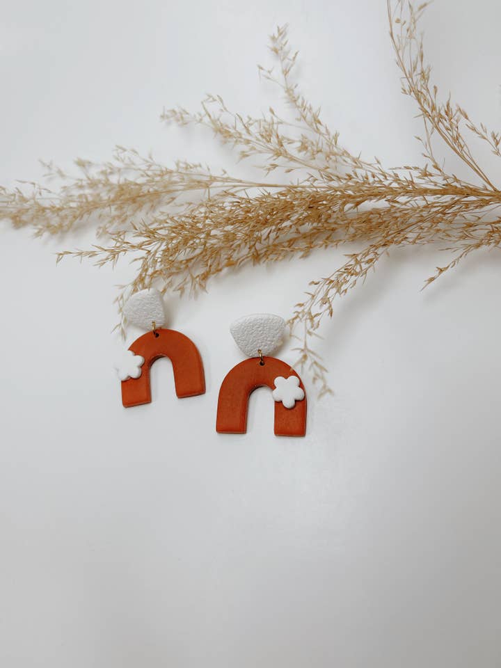 Boho Floral Arches | Handmade Polymer Clay Earrings for wholesale by LivCreated