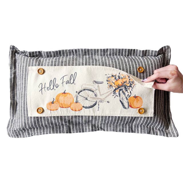 PillowPanels - Wholesale Throw/Decorative Pillow - Seasonal Bundle Set:  w/ 3 panels CHARCOAL/CREAM STRIPES SET3