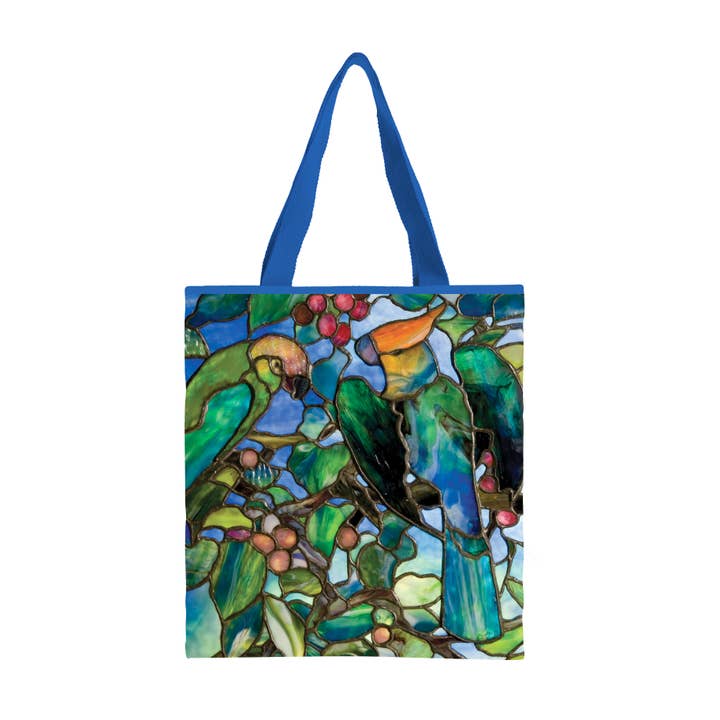 RainCaper - Wholesale Tote Bag - Women's - Shoulder Strap Canvas Magazine Tote Bag - Tiffany "Parrots"
