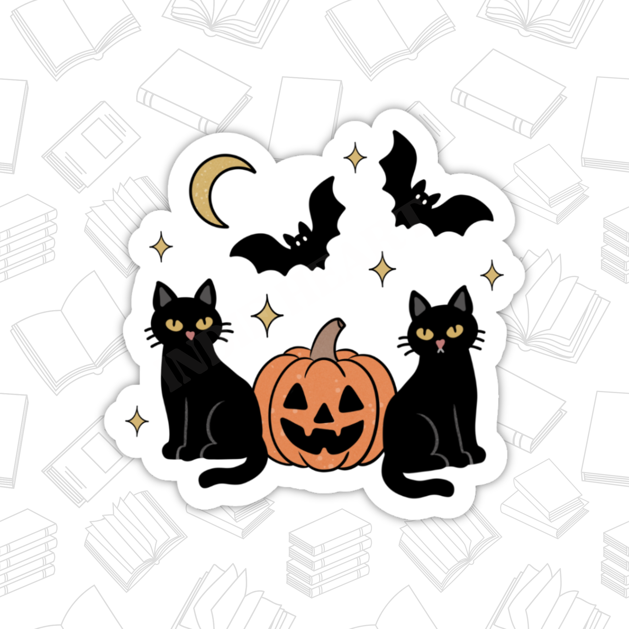 Indie Heart Studio - Wholesale Sticker - Vintage Black Cats Sticker – Halloween, Glossy Vinyl 1