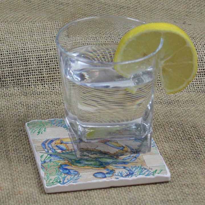 CounterArt/Highland Home/Thirstystone/CoasterStone - Wholesale Coasters - Crab Life Single Absorbent Stone Tumbled Tile Coaster