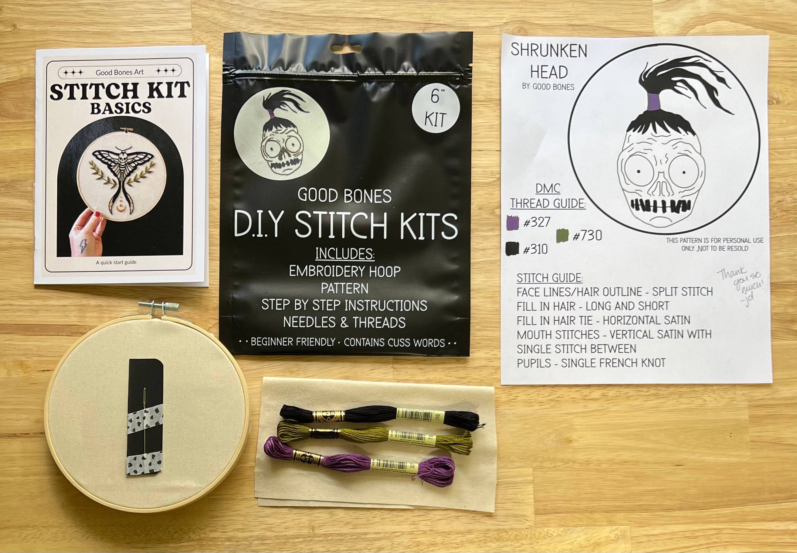 Good bones art – wholesale Material för broderi/korsstygn – Broderikit med krympt huvud 5