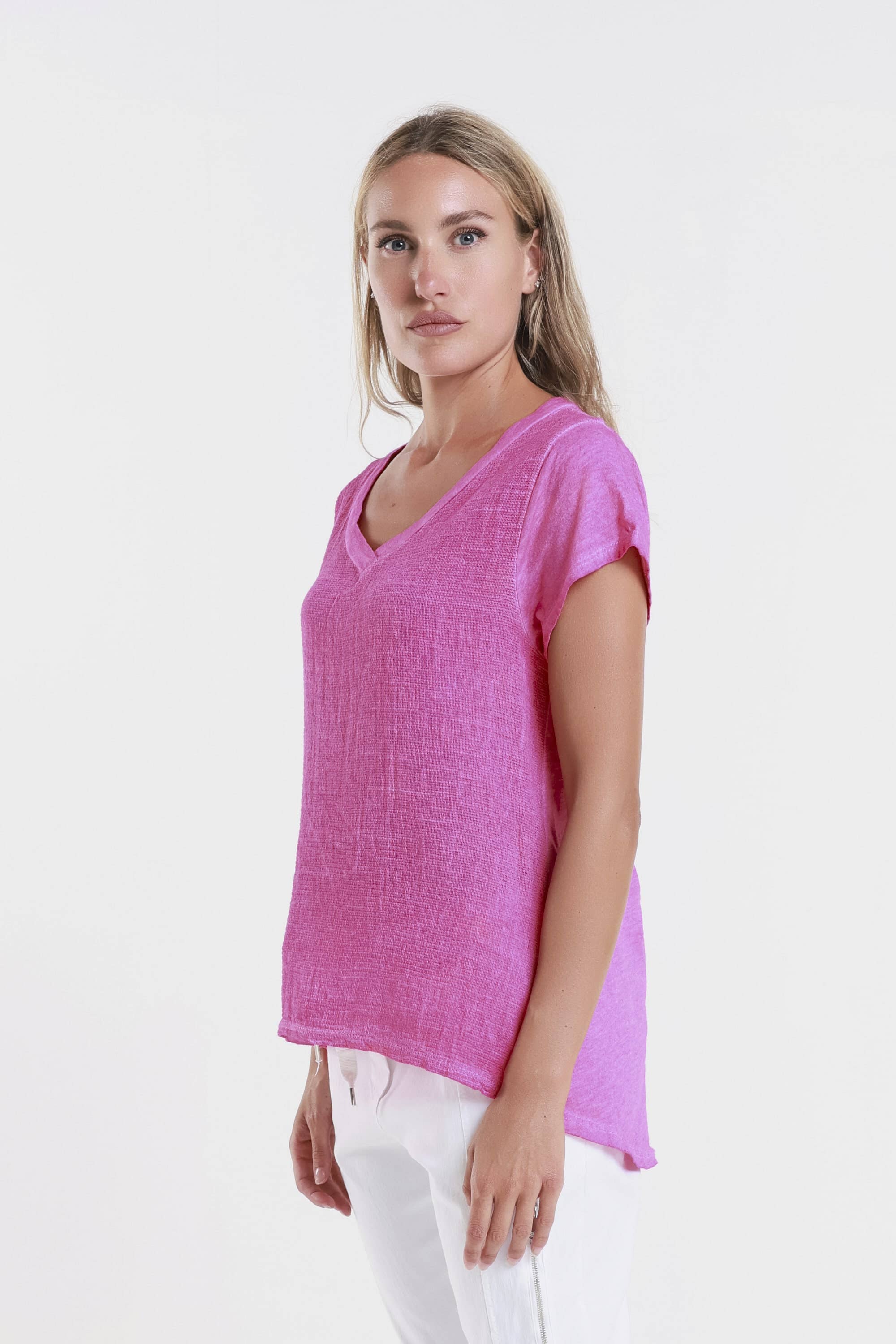 TINA Stephens Italy/Tees By Tina - Wholesale Blouse - Women's - Nola Cotton/Linen V-Neck Top (BSS207)20