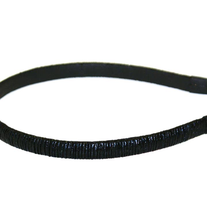 Metallic Ruched 1cm Alice Band - Black - HAB231 BLACK for wholesale by Hepburn & Co.