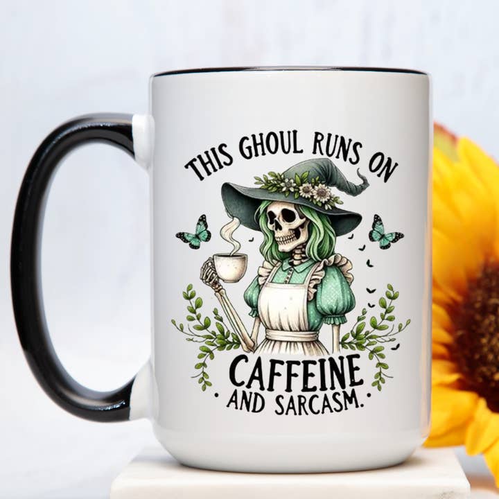 AromaSarapy - Vendita all'ingrosso Tazza - Questo Ghoul Funziona a Caffeina e Sarcasmo | Tazza Stregata1