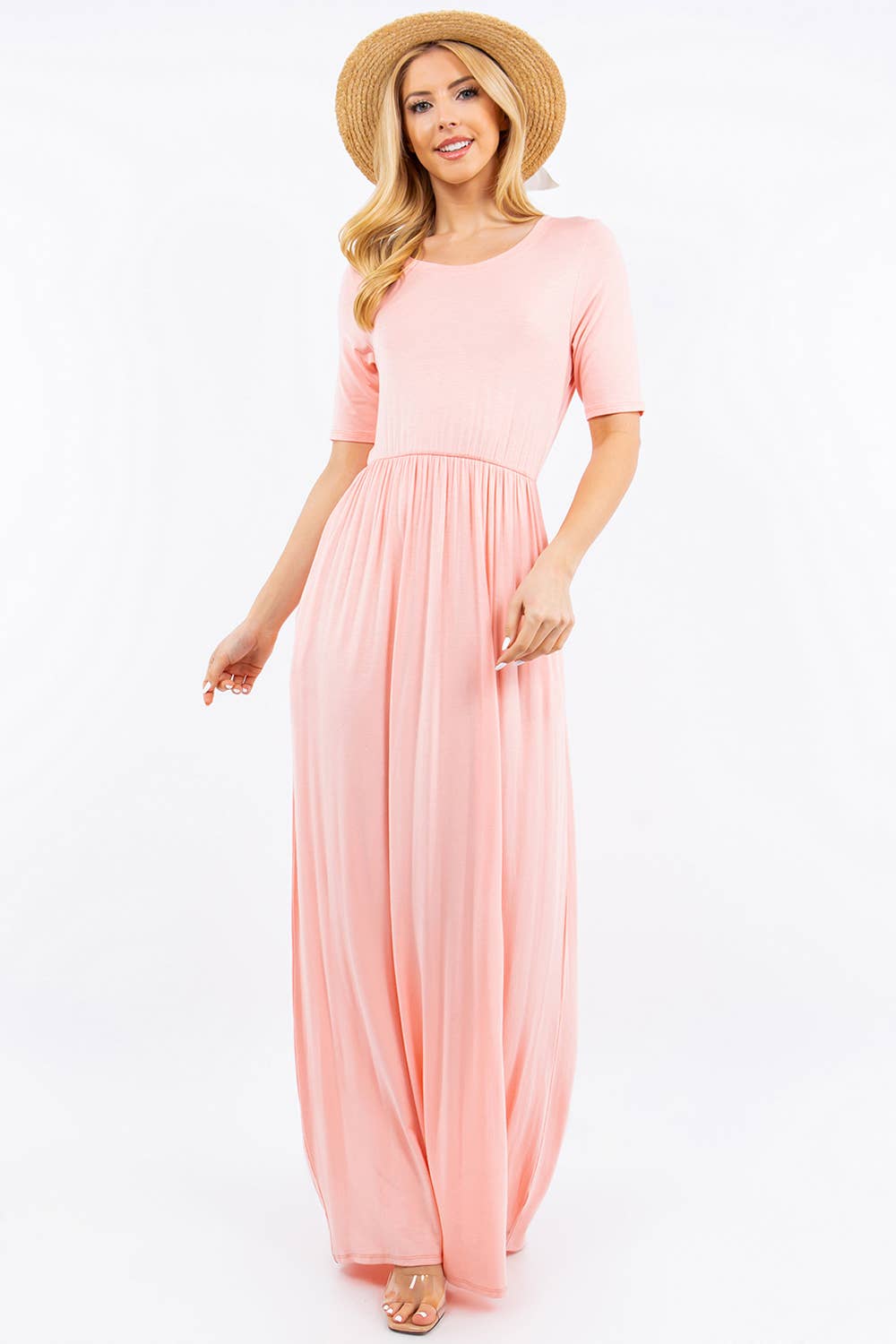 Celeste Clothing - Wholesale Dress - Women's - PLUS SIZE MODEST MAXI DRESS WITH POCKETS -CD23411T-PL46