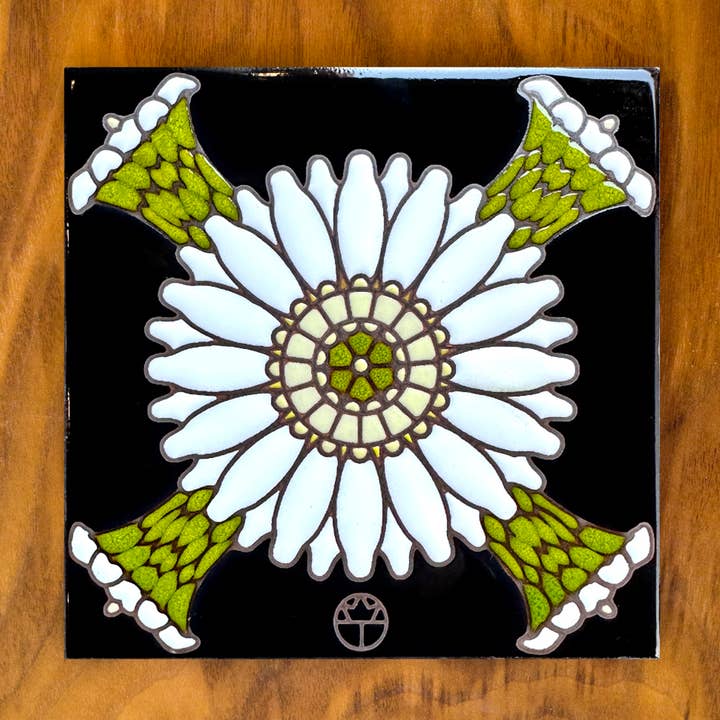 Wil Taylor Saguaro Cactus Bloom Hand Glazed Art Tile Trivet for wholesale by Carly Quinn Designs