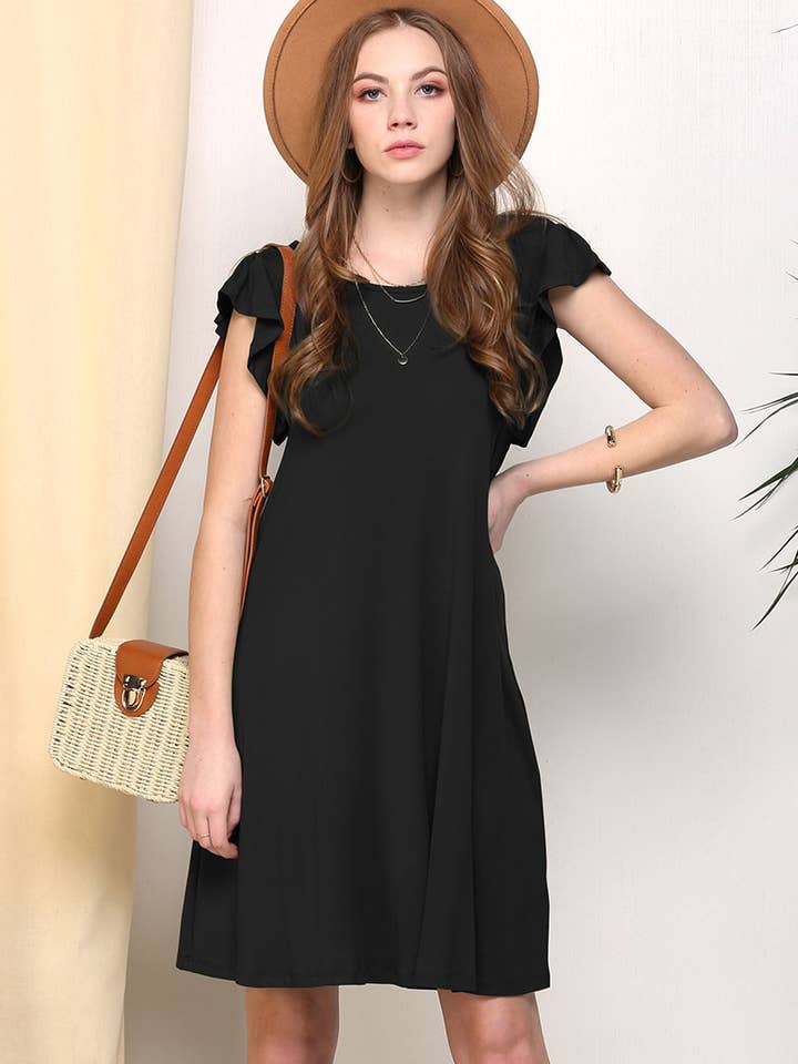 NINEXIS - Wholesale Dress - Women's - CWDSD10369_RUFFLE DETAILED PRINCESS SEAM DRESS