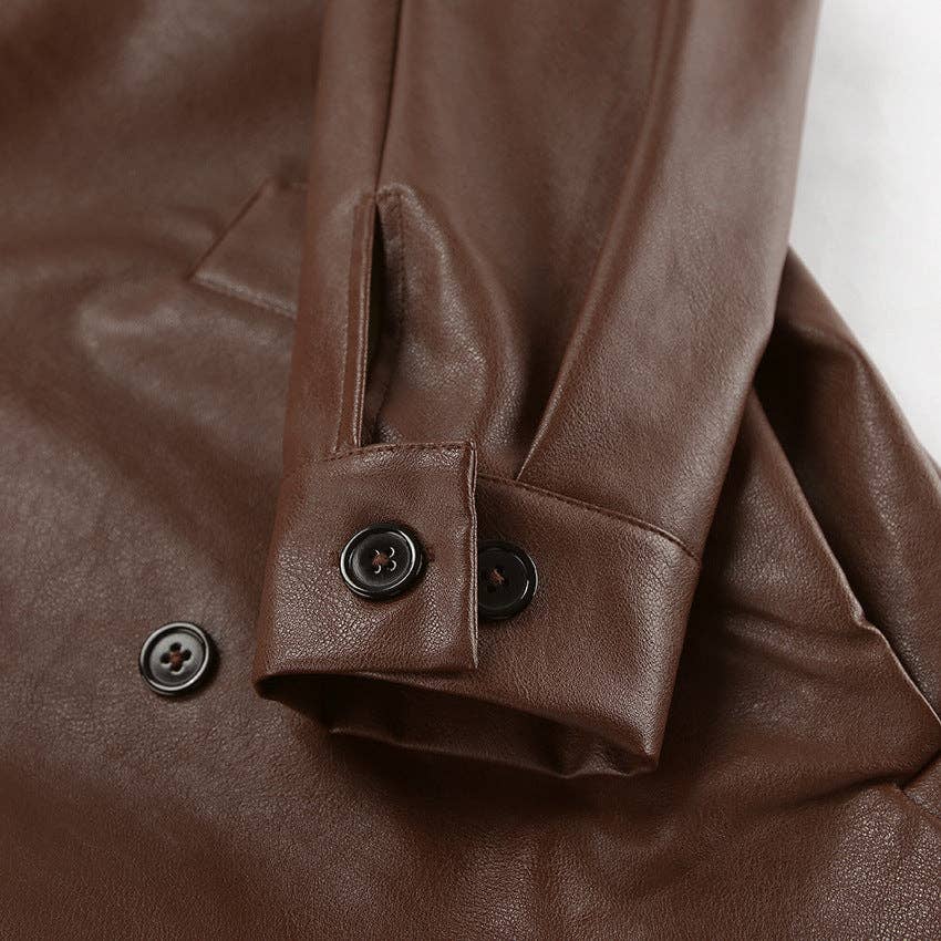 world apparel - Wholesale Leather Jacket - Women's - 2025 Vintage Brown Leather Winter Jacket Timeless Chic26