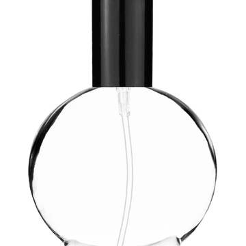 Best Bottles - Wholesale Atomizer Bottle - Clear Circle Glass Bottle-50ml (Multiple Cap & Pump Colors)