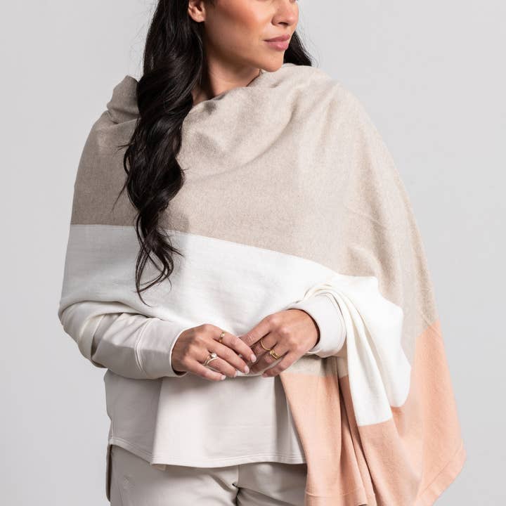 zestt organics - Wholesale Scarf - Women's - Dreamsoft Organic Cotton Travel Scarf - Blush Colorblock