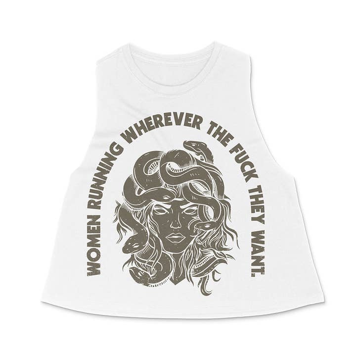 Women Running Wherever they Want Racerback Crop Top for wholesale by Sarah Marie Running Co