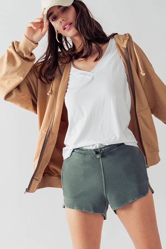 Urban Daizy - Vente Short – femme - Short dauphin en coton texturé avec taille élastique, cordon de serrage et poches13