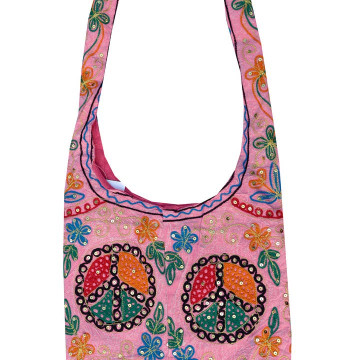 Lungta Imports - Wholesale Crossbody Bag - Women's - Peace Patch Bohemian Hippie Sling Crossbody Bag1