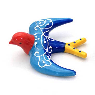 JUMI - Vendita all'ingrosso Statuette decorative - Rondine in ceramica con decorazioni a strisce, 10 cm0