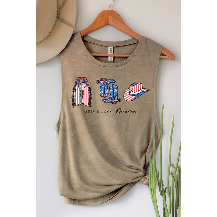 HRTandLUV - Wholesale Tank Top - Women's - GOD BLESS AMERICA MINERAL GRAPHIC TANK TOP3