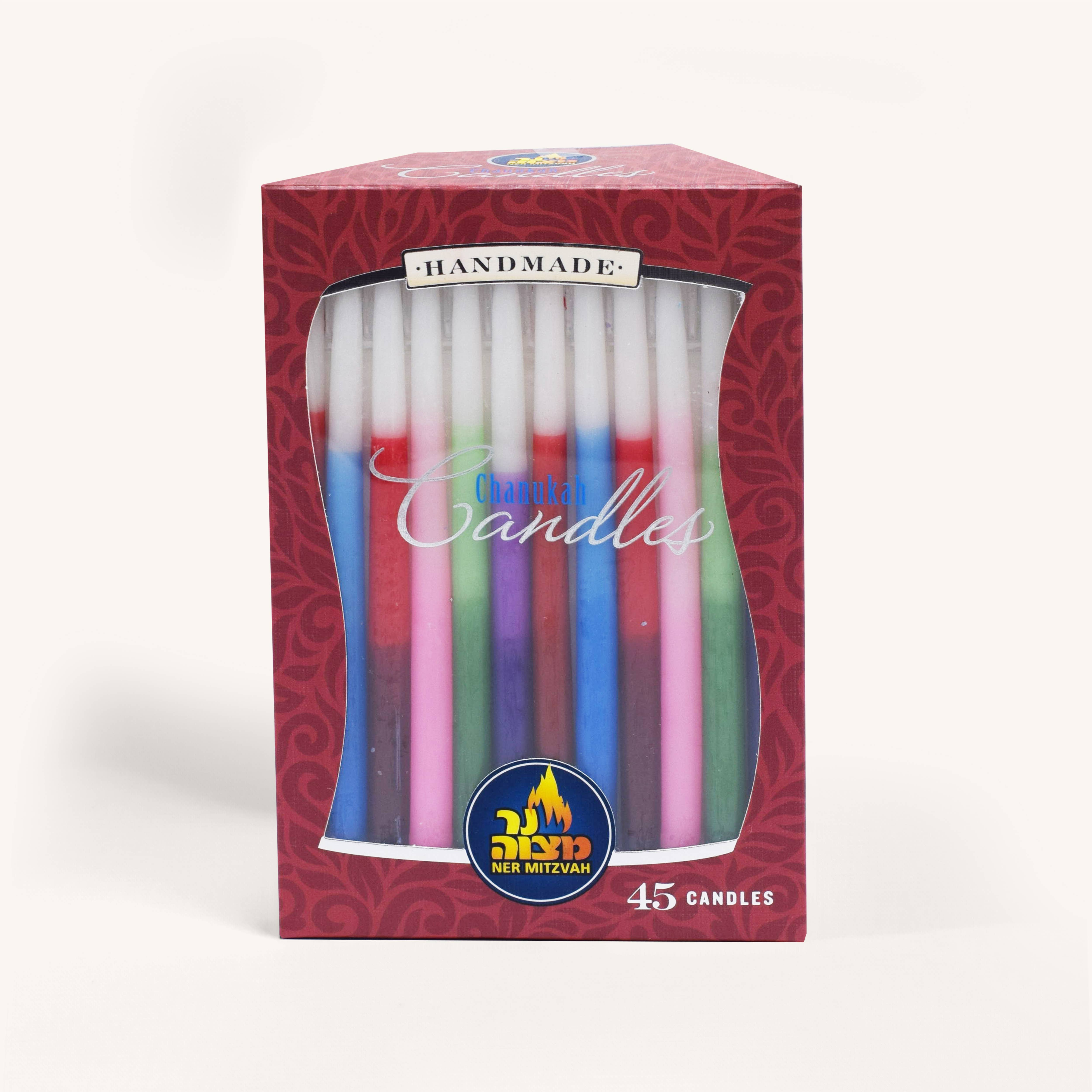 Ner Mitzvah - Vendita all'ingrosso Candele cilindriche/candelieri - Candele Chanukah, tricolore, confezione da 451
